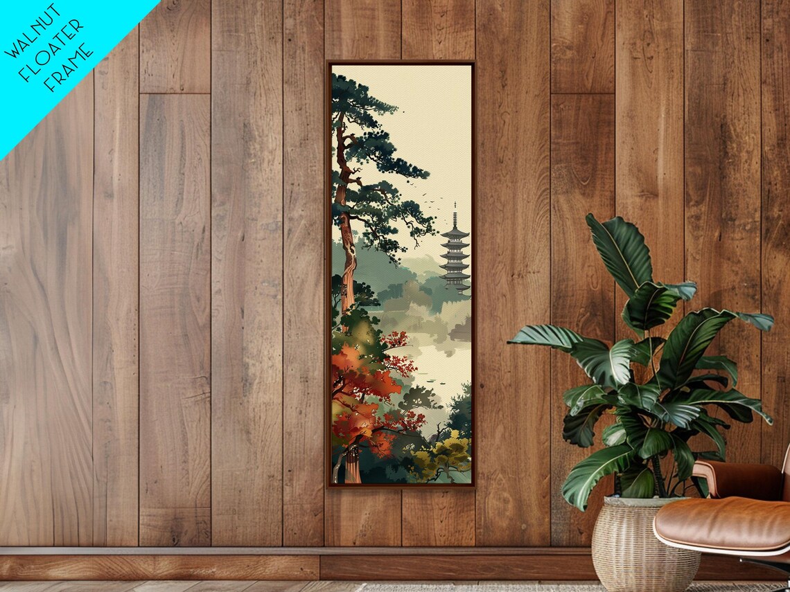 Pagoda and Pine Tree in Misty Landscape, Ukiyo-E Art Print - Image 3