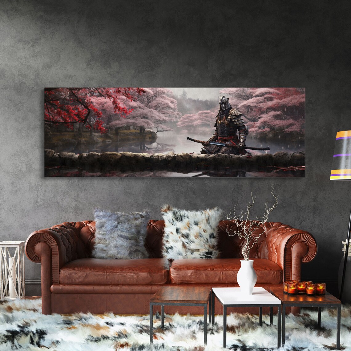 Samurai Among Cherry Blossoms, Watercolor Art Print - Image 3