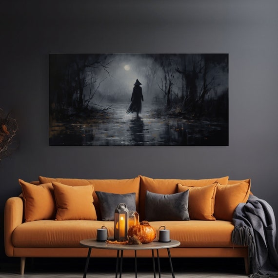 Witch Walking in the Rain, Victorian Oil Print
