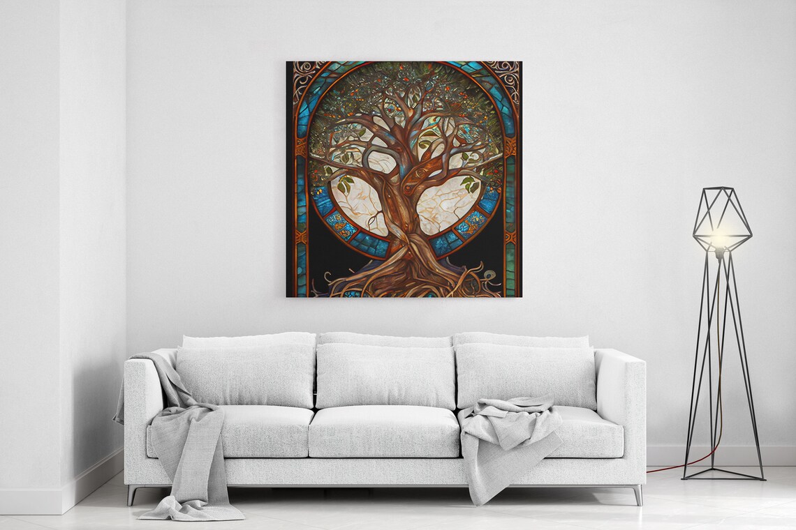 Yggdrasil Tree Of Life Stained Glass Style Art Print - Image 6