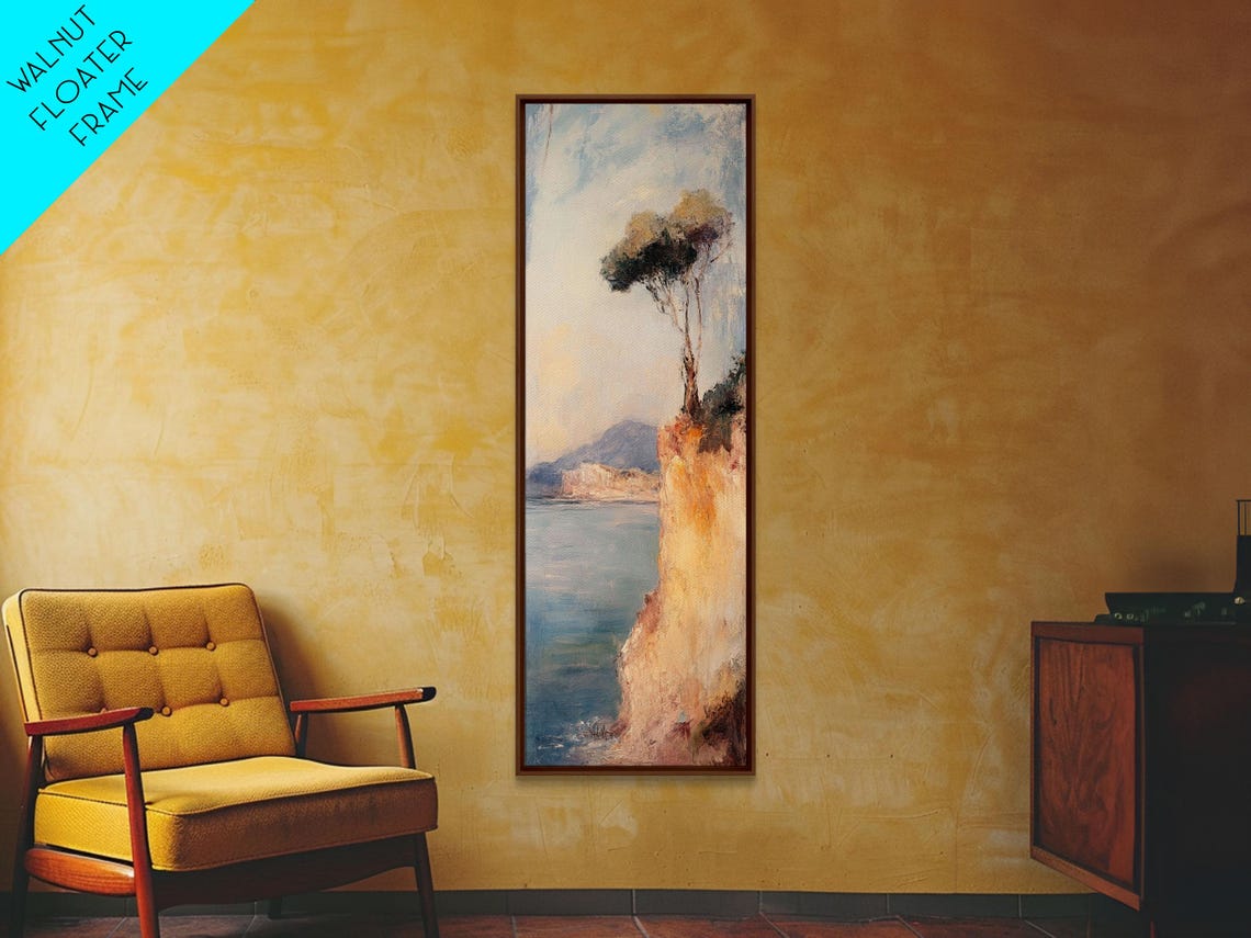 Victorian Landscape Oil Painting Print Tall Skinny Wall Art Coastal Painting Coastal Landscape Art Italian Seaside Painting Wall Art - Image 6