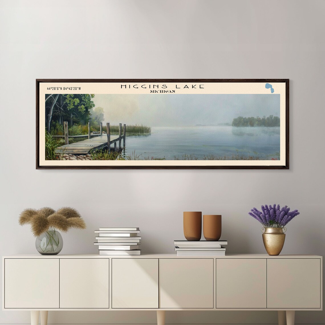Higgins Lake Michigan Travel Poster, Lake House Art - Image 3