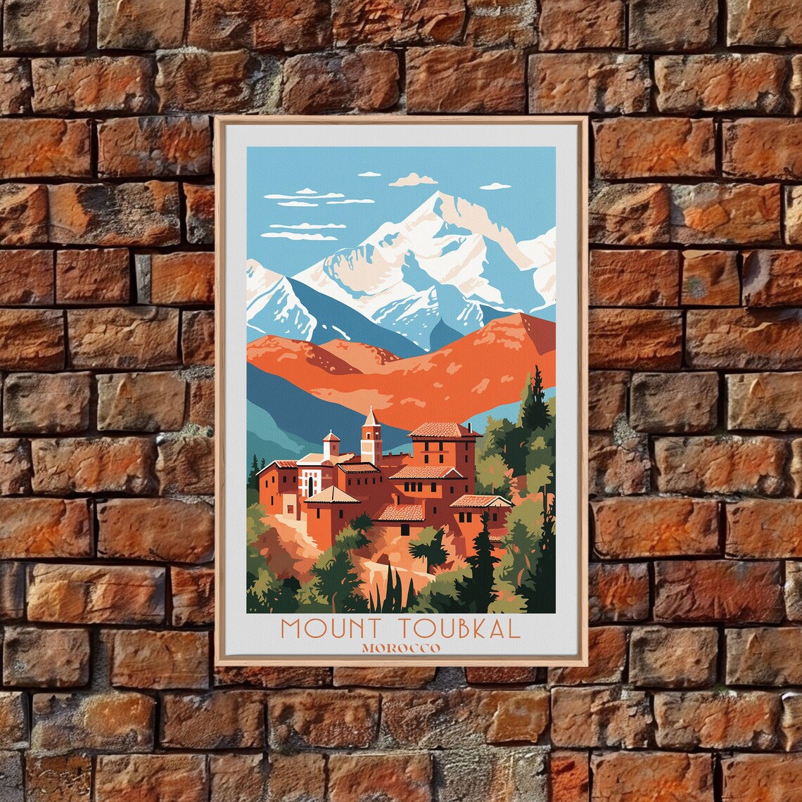 Mount Toubkal Morocco Snow Capped Peak Village Mountain Poster - Image 3