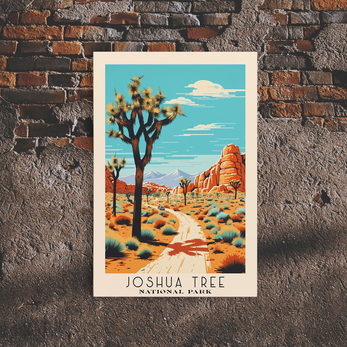 Joshua Tree National Park Desert Road Red Rocks Retro Travel Poster - Image 6
