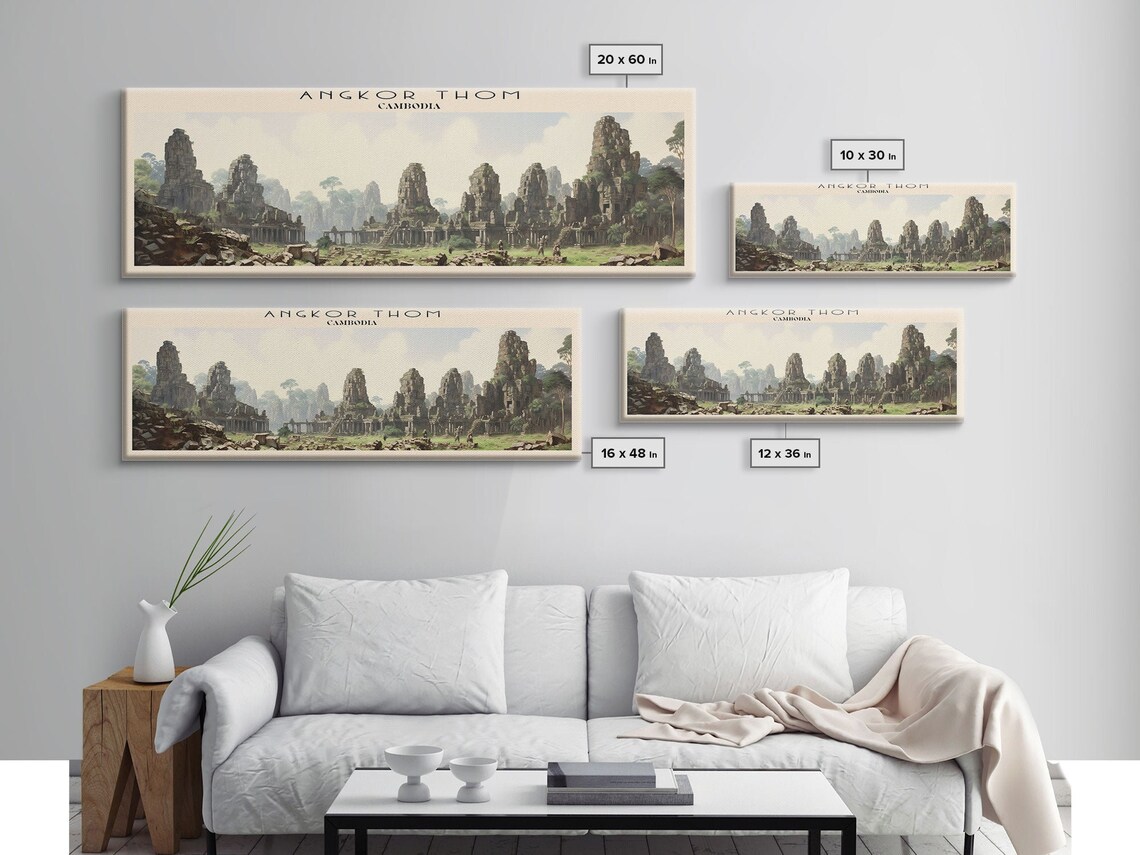 Angkor Thom Framed Print Travel Poster Panoramic Wall Art Home Decor Gift For Travel Lover Wall Hanging - Image 2