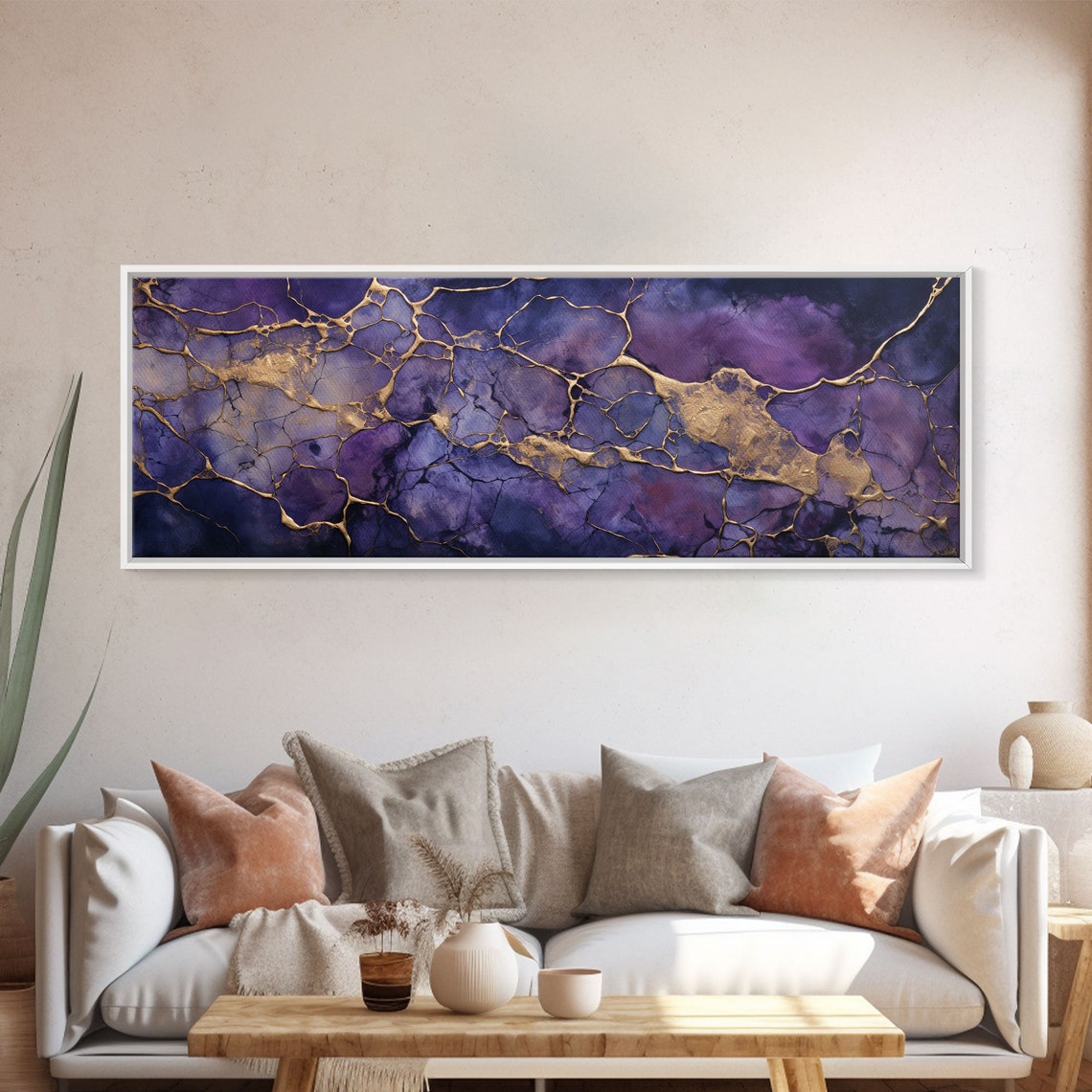 Purple Gold Marble Abstract Textured Modern Luxury Wall Art Print - Image 5