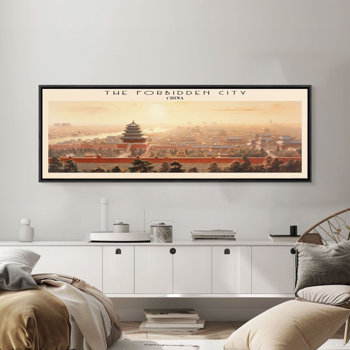 The Forbidden City China Beijing Palace Rooftops Sunrise Travel Poster