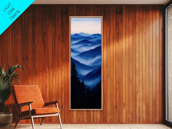 Blue Misty Mountains Framed Print Calming Nature Landscape Art Smoky Mountain Art Blue Green Wall Art Minimalist Decor Bedroom Art