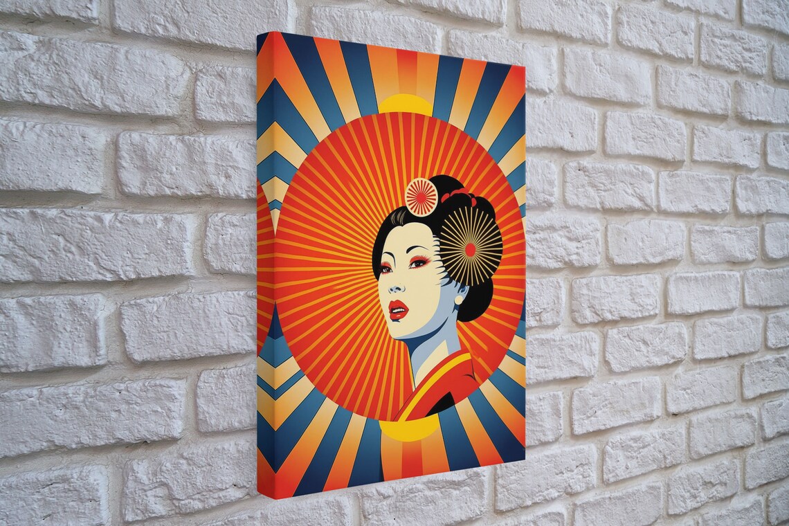 Geisha Pop Art, Art Deco Sunburst Art Print - Image 4