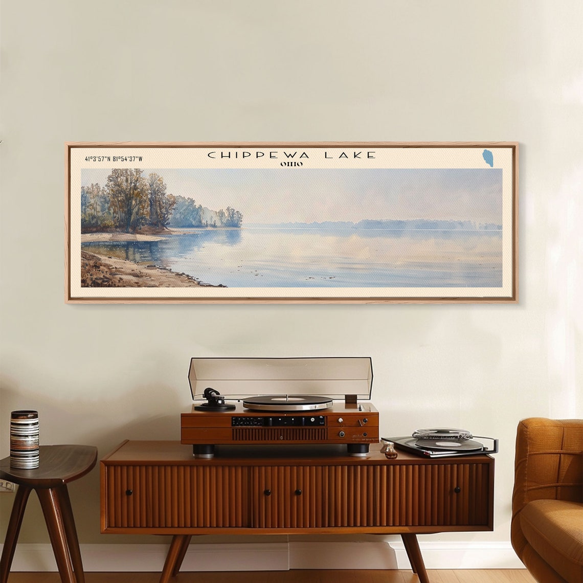 Chippewa Lake Ohio Sandy Shore Calm Water Soft Sky Travel Poster