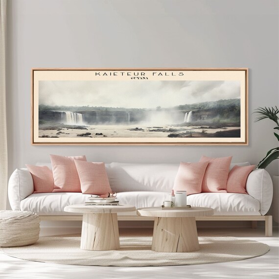 Kaieteur Falls Travel Print Wall Art Panoramic Travel Poster Retro Style Home Decor Wall Hanging Travel Gift Idea