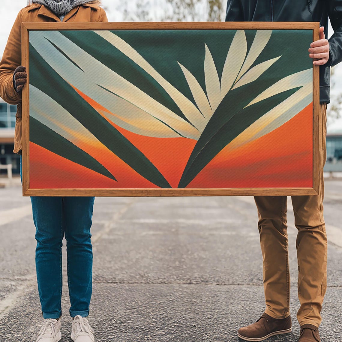 Vintage Style Art Deco Palm Leaf Framed Print Framed Art Wall Decor Palm Tree Tropical Art Mindcentury Art Deco Style - Image 3