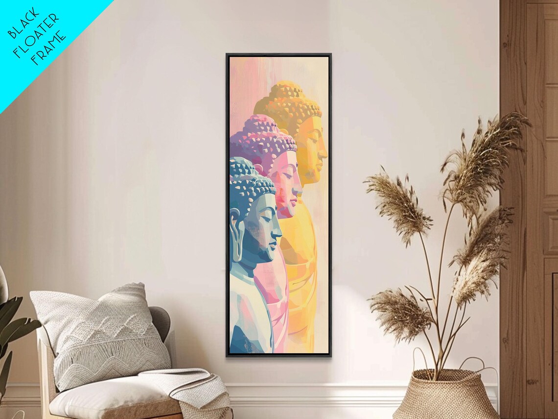 Colorful Buddha Heads Pastel Zen Japanese Ukiyo E Art Poster - Image 4