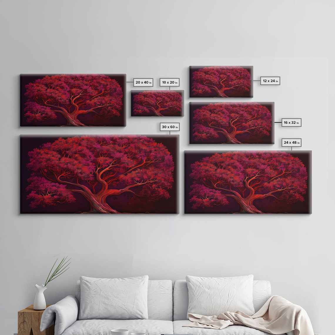 Blood Red Tree Glowing Crimson Foliage Dark Moody Night Poster - Image 2