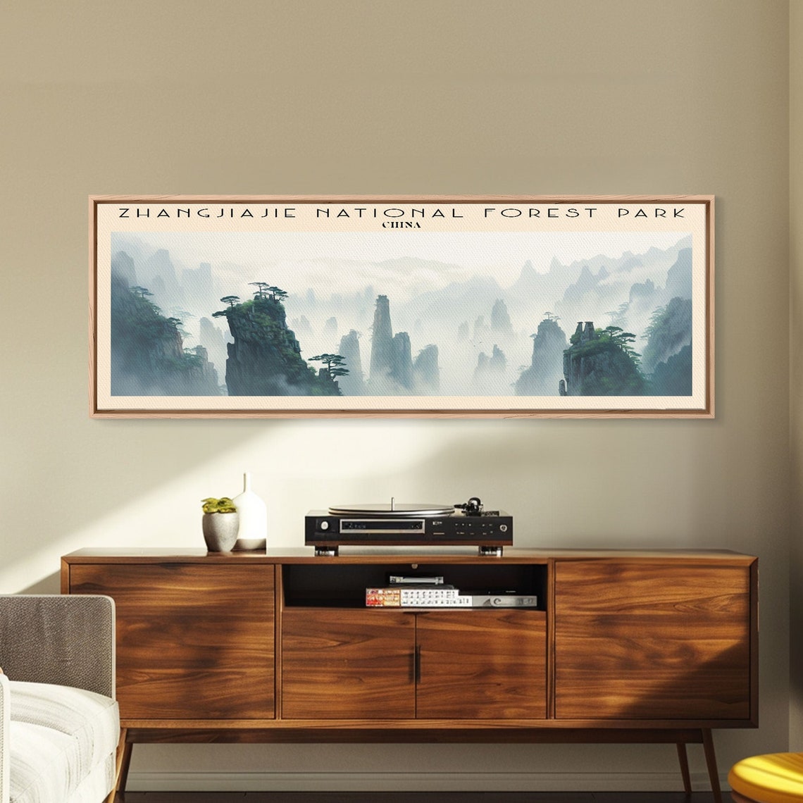 Zhangjiajie China Misty Sandstone Pillars Forest Panoramic Poster - Image 6
