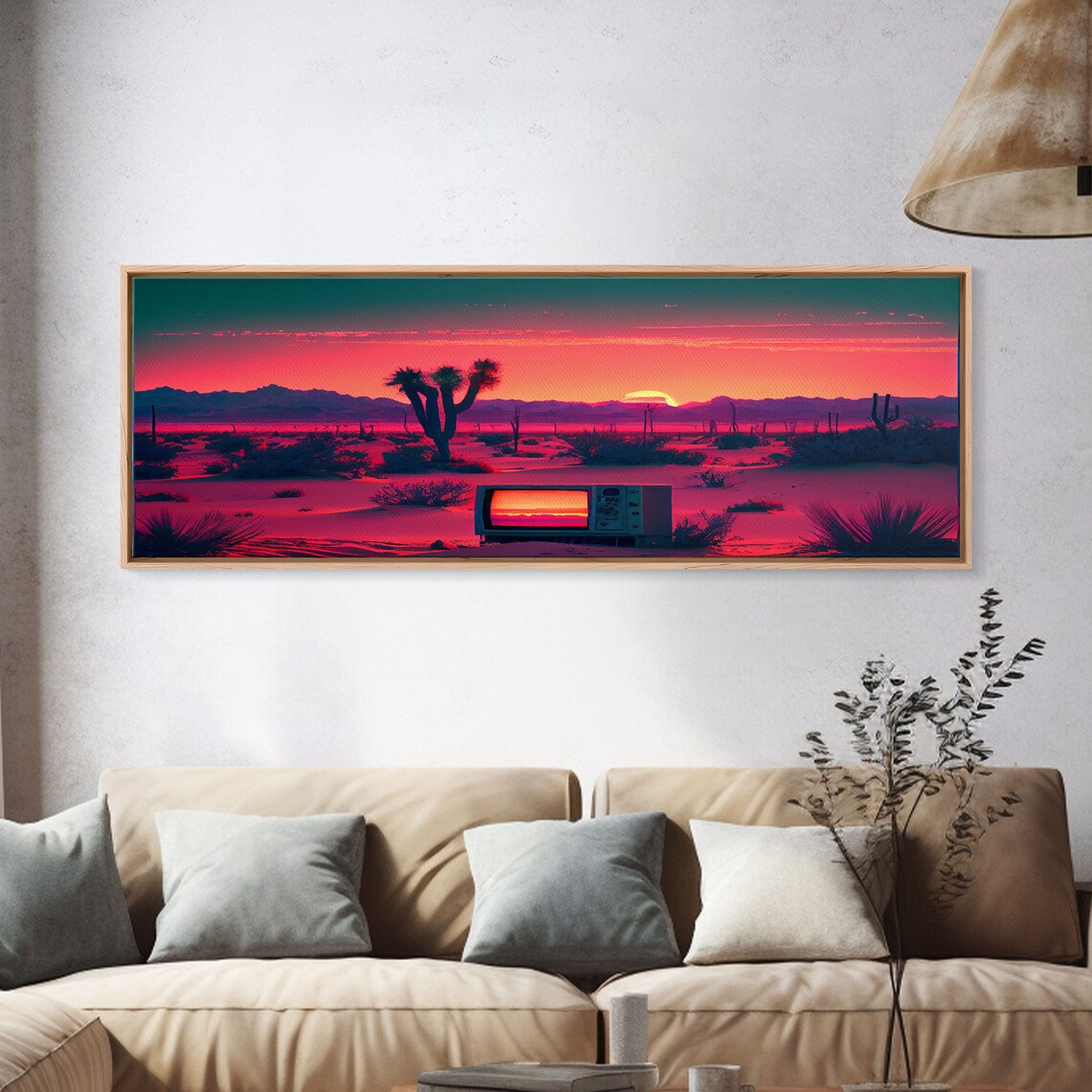 Retro TV in the Desert, Synthwave Art Poster Print - Image 4