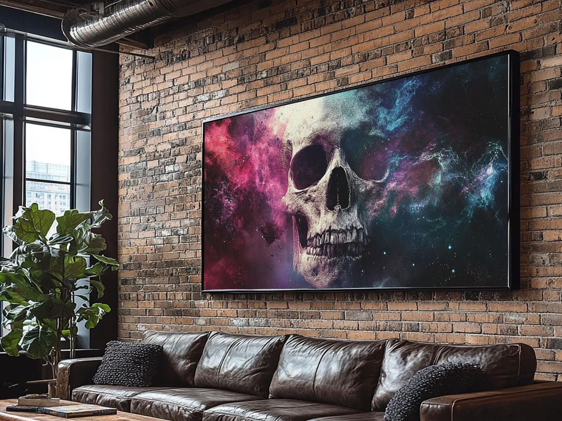 Cosmic Skull In Pink Purple Galaxy Nebula Surreal Horror Poster - Image 5