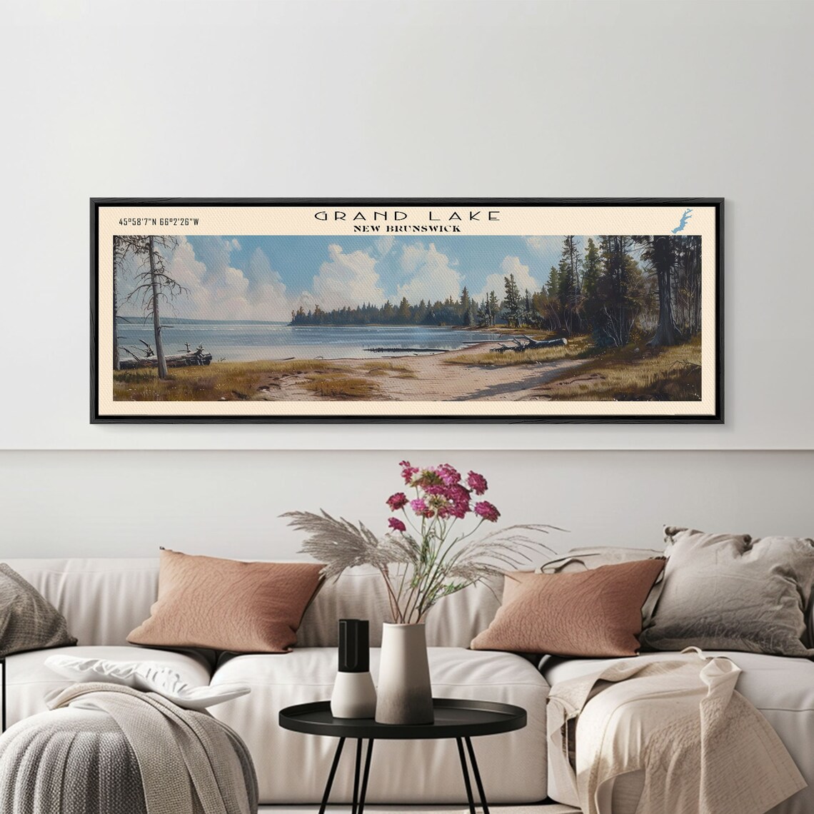 Grand Lake New Brunswick Sunny Sandy Shore Forest Cove Poster - Image 5