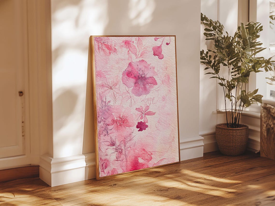 Pink Wildflower Watercolor Delicate Blossom Botanical Garden Poster - Image 2