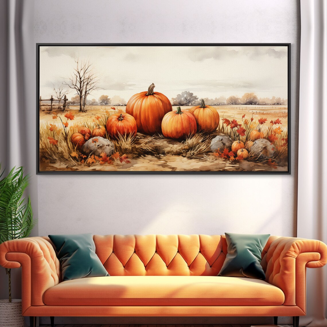 Pumpkins Still Life, Vintage Farmhouse Art Print