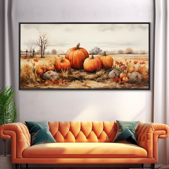 Pumpkins Still Life, Vintage Farmhouse Art Print