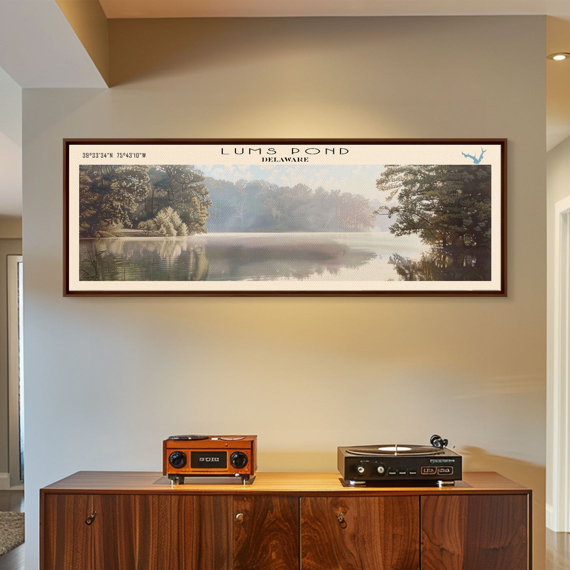 Lums Pond Delaware Misty Forest Morning Sunlight Still Pond Poster - Image 5