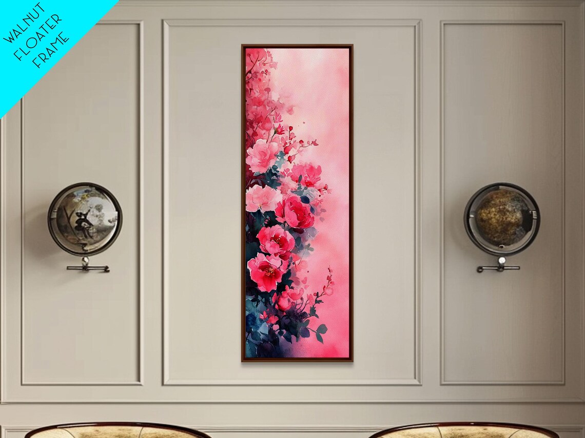 Cascading Pink Roses Dark Floral Watercolor Dramatic Art Poster - Image 5
