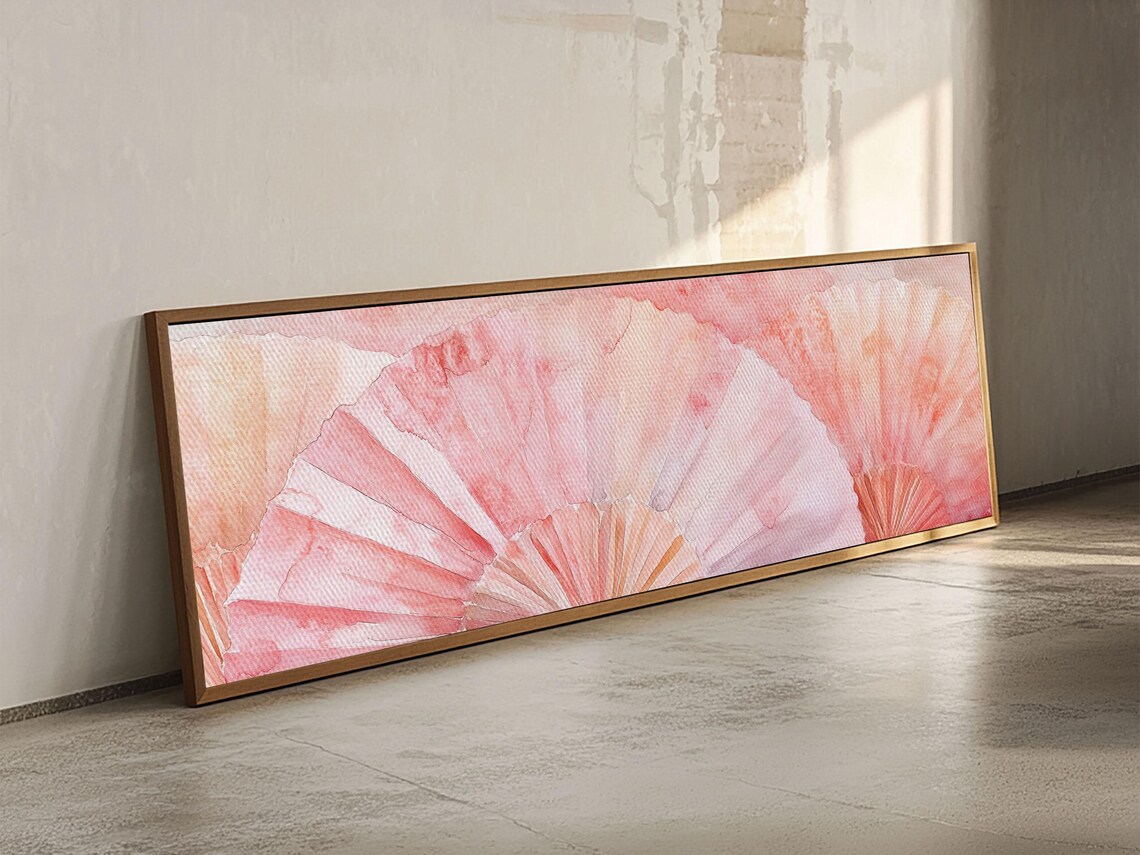 Pink Hand Fan Watercolor Floral Coastal Cowgirl Rustic Wall Art Print - Image 6