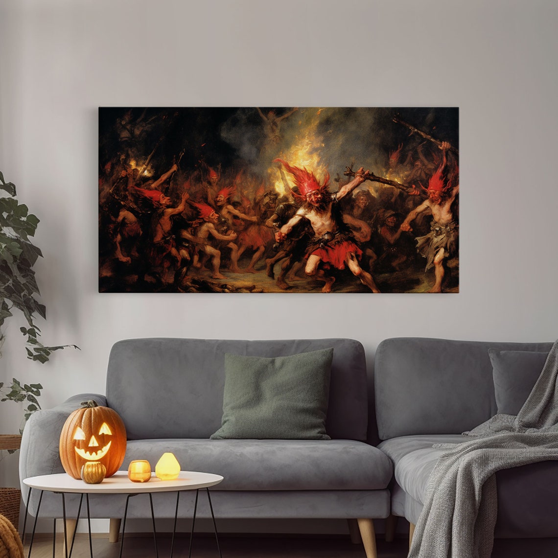 Demons Reveling In Firelight Classic Oil Painting Style Poster - Image 2