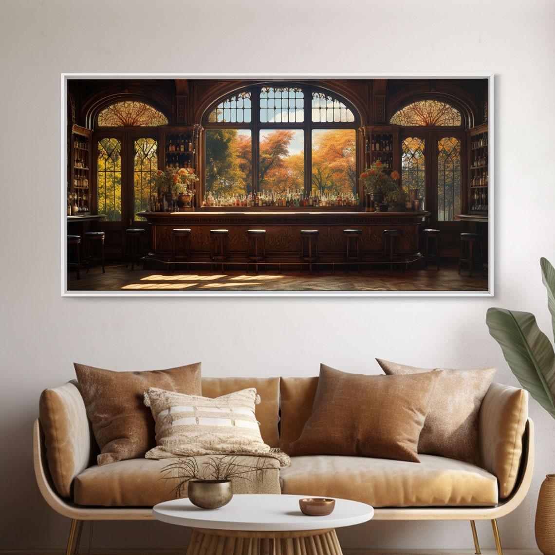 Old Victorian Wooden Bar Autumn View Oil Painting Style Poster - Image 5