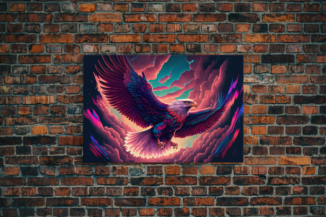 Bald Eagle Vaporwave Art Print, Bioluminescent - Image 6