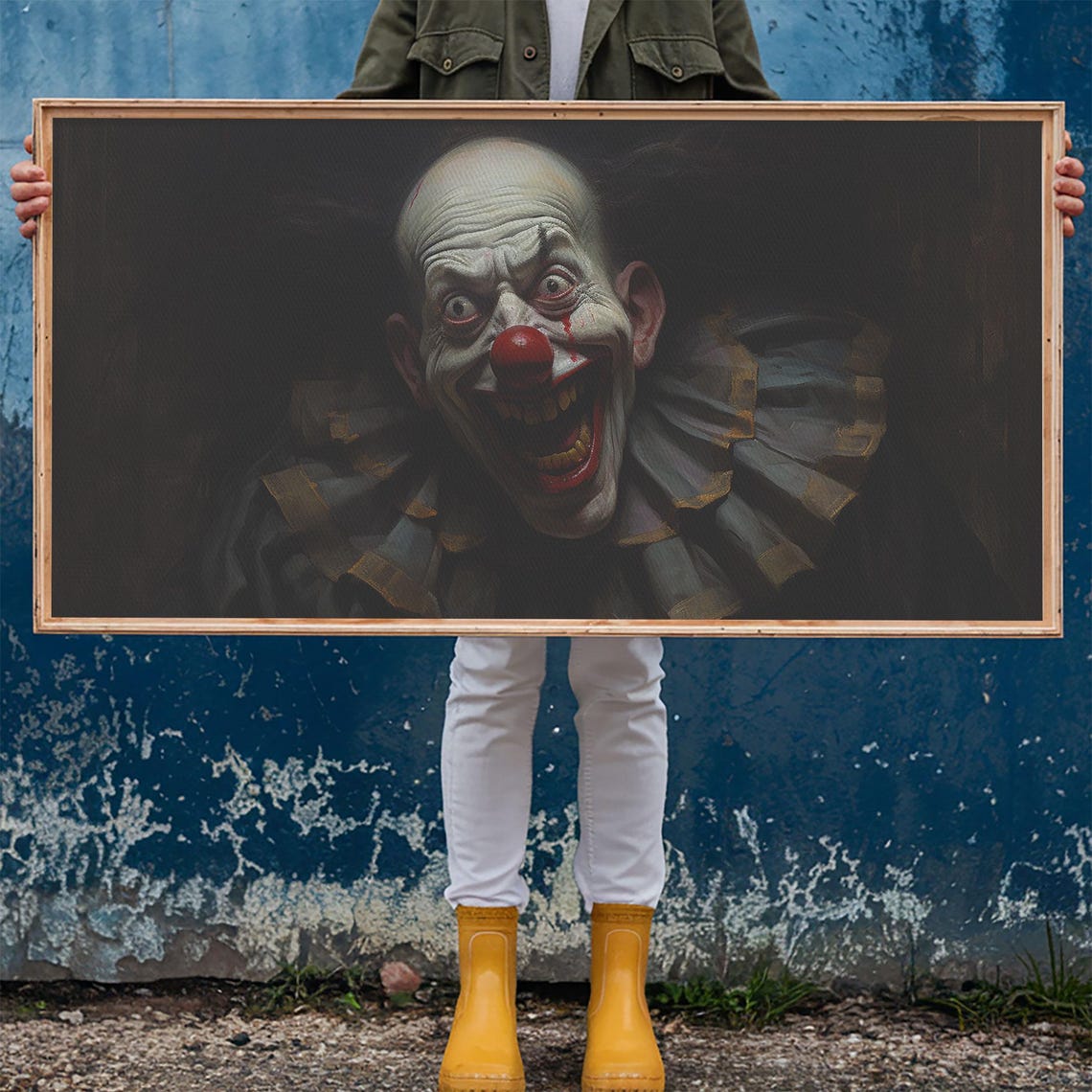 Terrifying Grinning Clown Portrait Emerging From Darkness Art Poster - Image 6