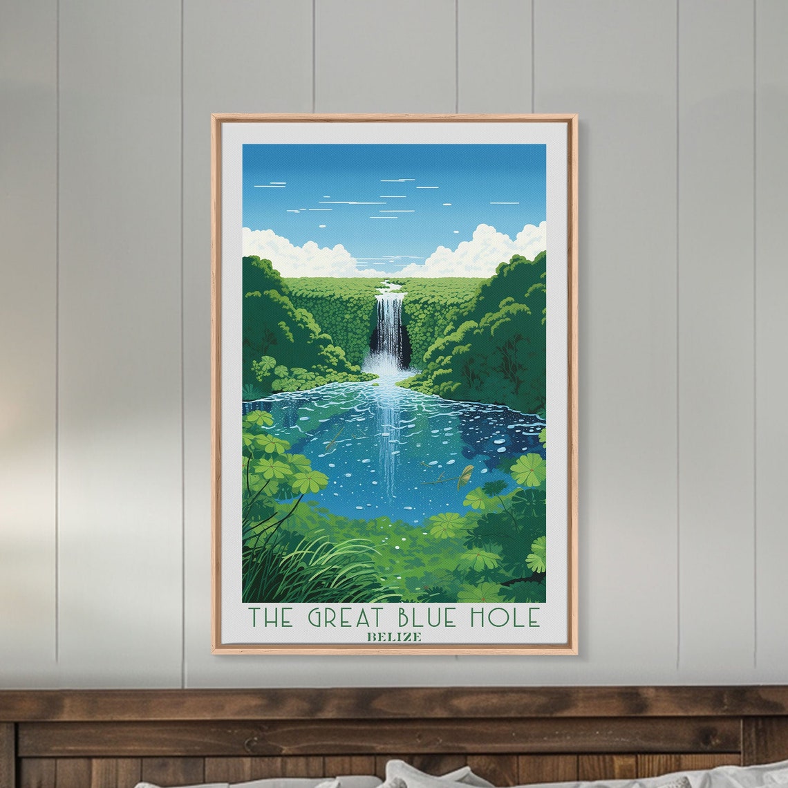 Belize Tropical Jungle Waterfall Blue Cascade Rainforest Poster - Image 3