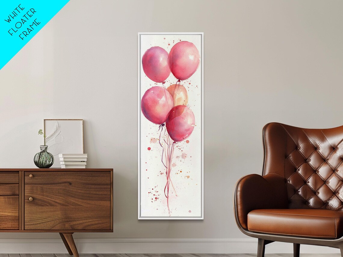 Pink Watercolor Balloons Party Cluster Confetti Whimsical Wall Poster - Image 5