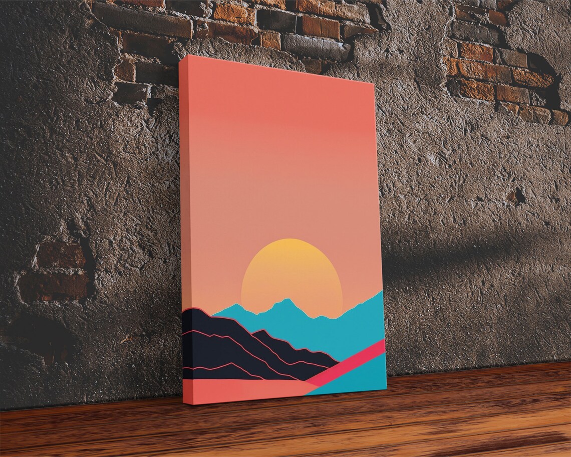 Peach Sunset, Minimalist Art Deco Inspired Art Print - Image 2