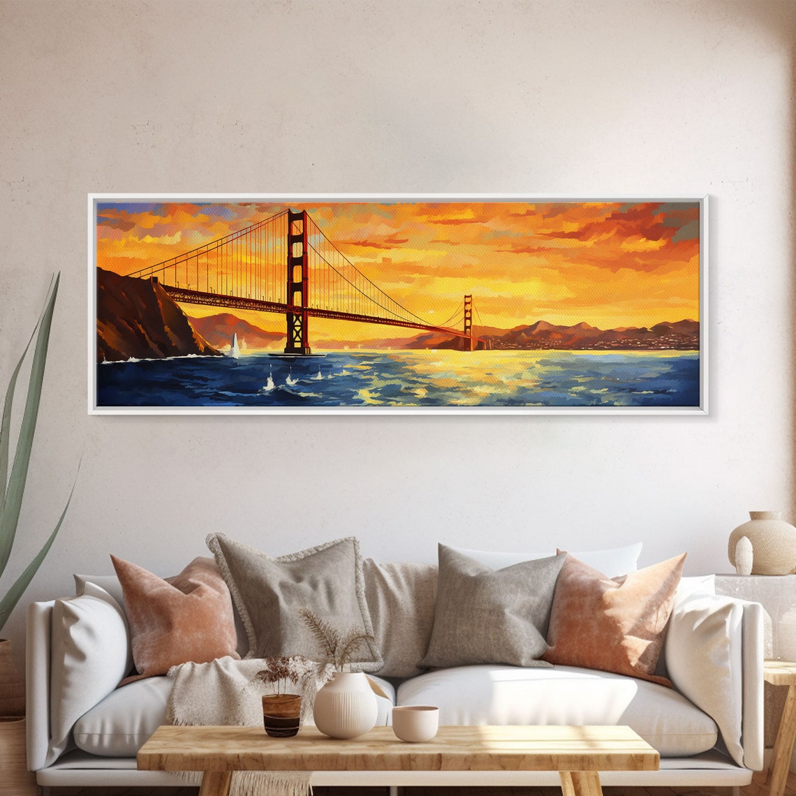 Golden Gate Bridge San Francisco Sunset Colorful Oil Style Poster - Image 5