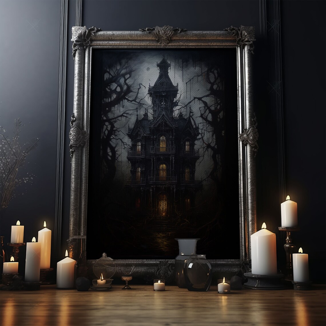 Haunted Victorian Mansion Halloween Art Print - Image 4
