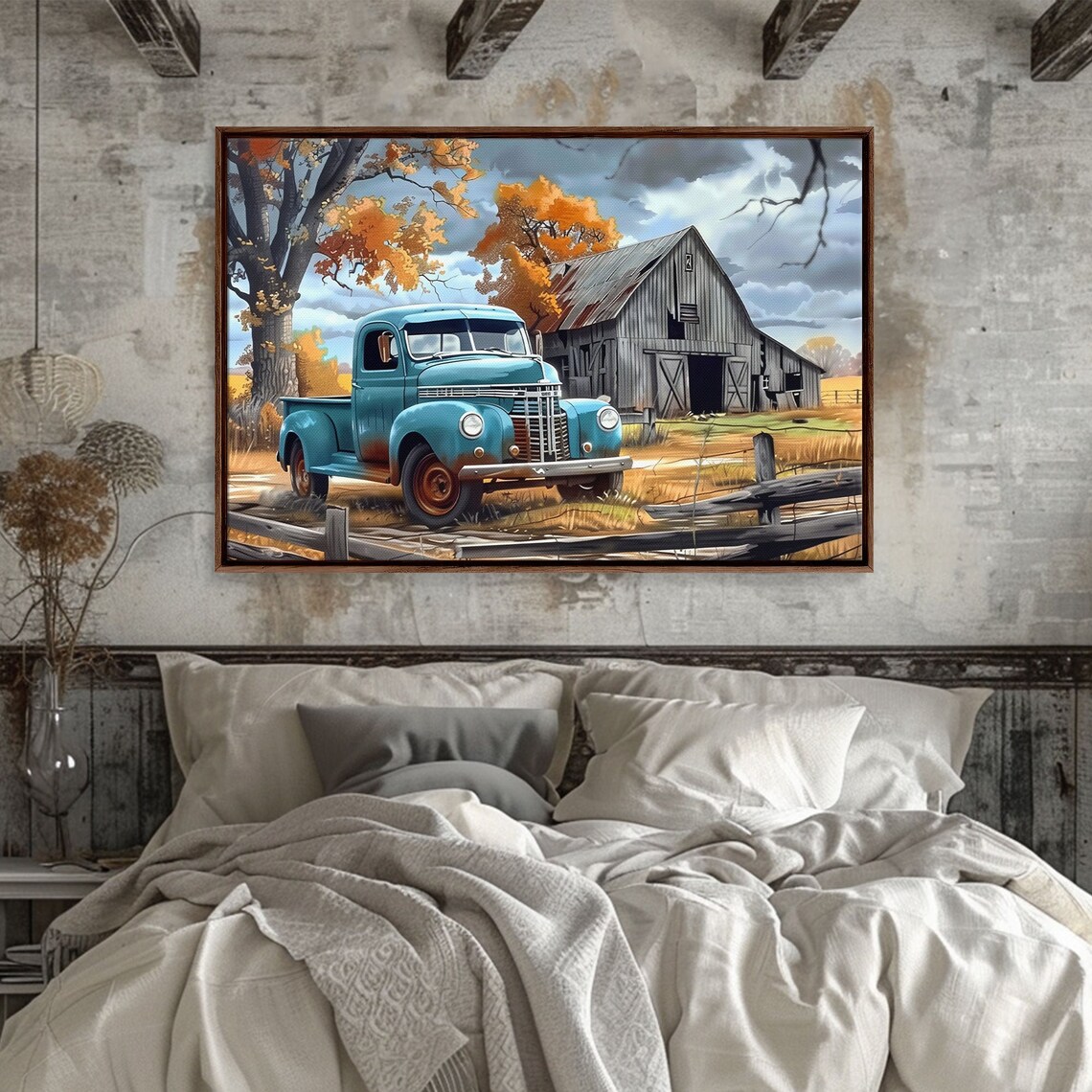 Old Rusty Truck Vintage Farmhouse Wall Art Print - Image 3