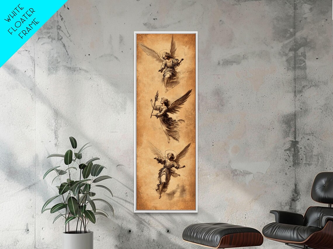 Guardian Angels Christmas Art Print, Angel Painting - Image 2