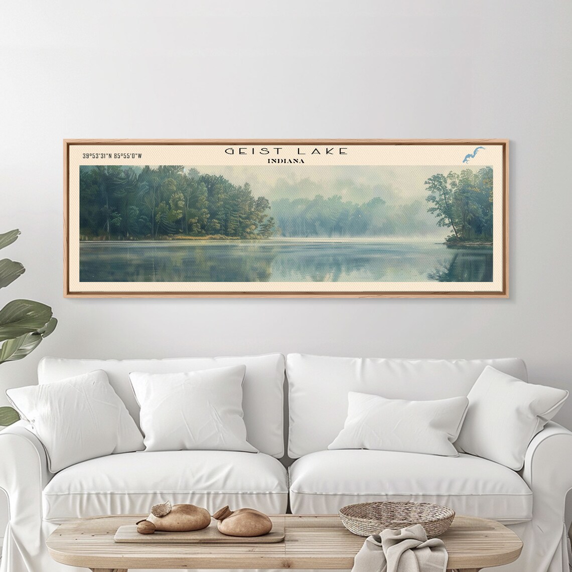 Geist Lake Indiana Lush Green Forest Misty Still Water Poster - Image 4