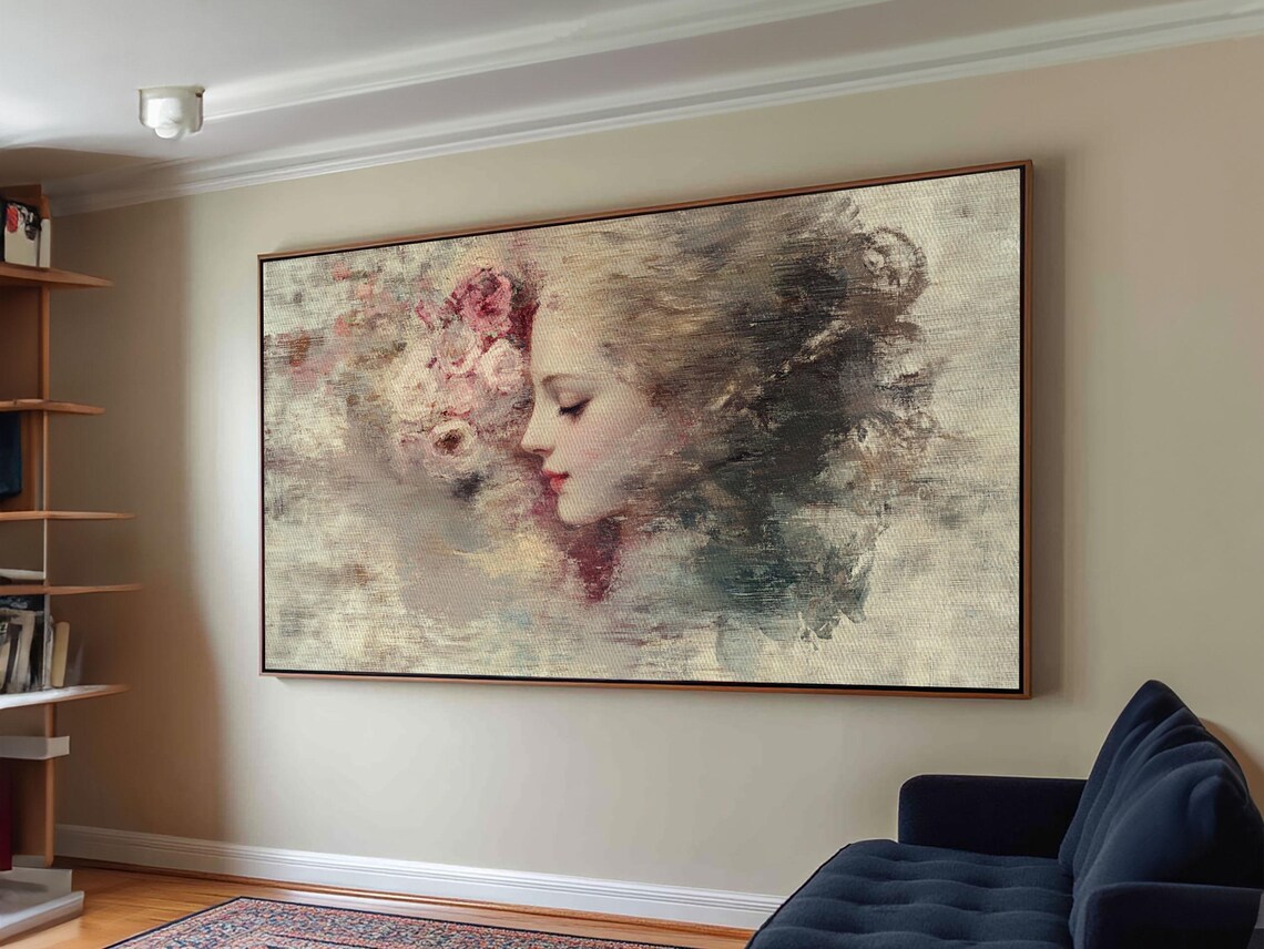 Romantic Woman Portrait Oil Painting Lady with Roses Soft Victorian Print - Image 5