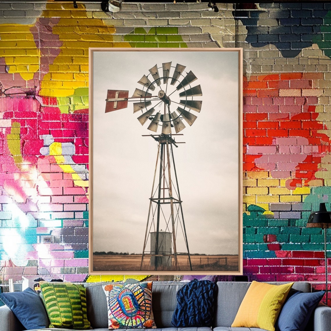 Rustic Farmhouse Home Decor Windmill Photography Photo Print Art Rustic Industrial Farmhouse Wall Art Picture Country Landscape Picture - Image 4