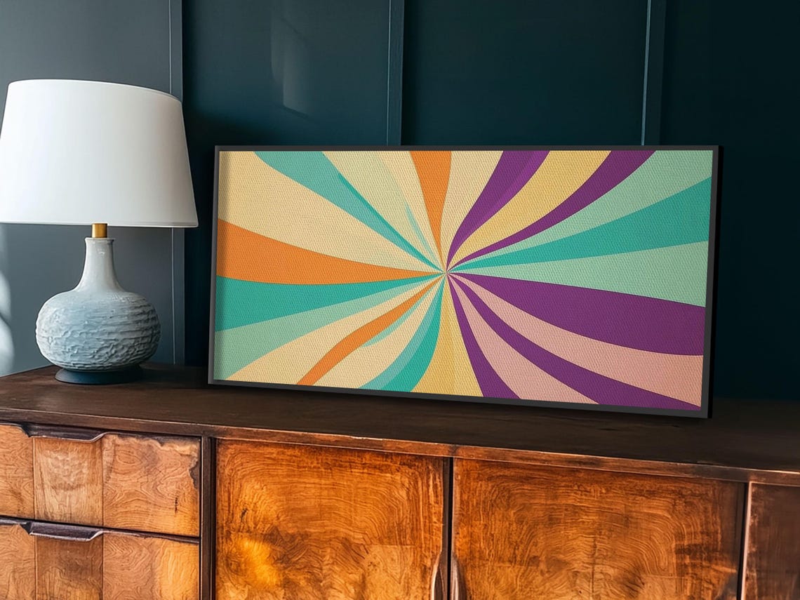 Mid Century Modern Colorful Psychedelic Starburst Sunburst Print - Image 2