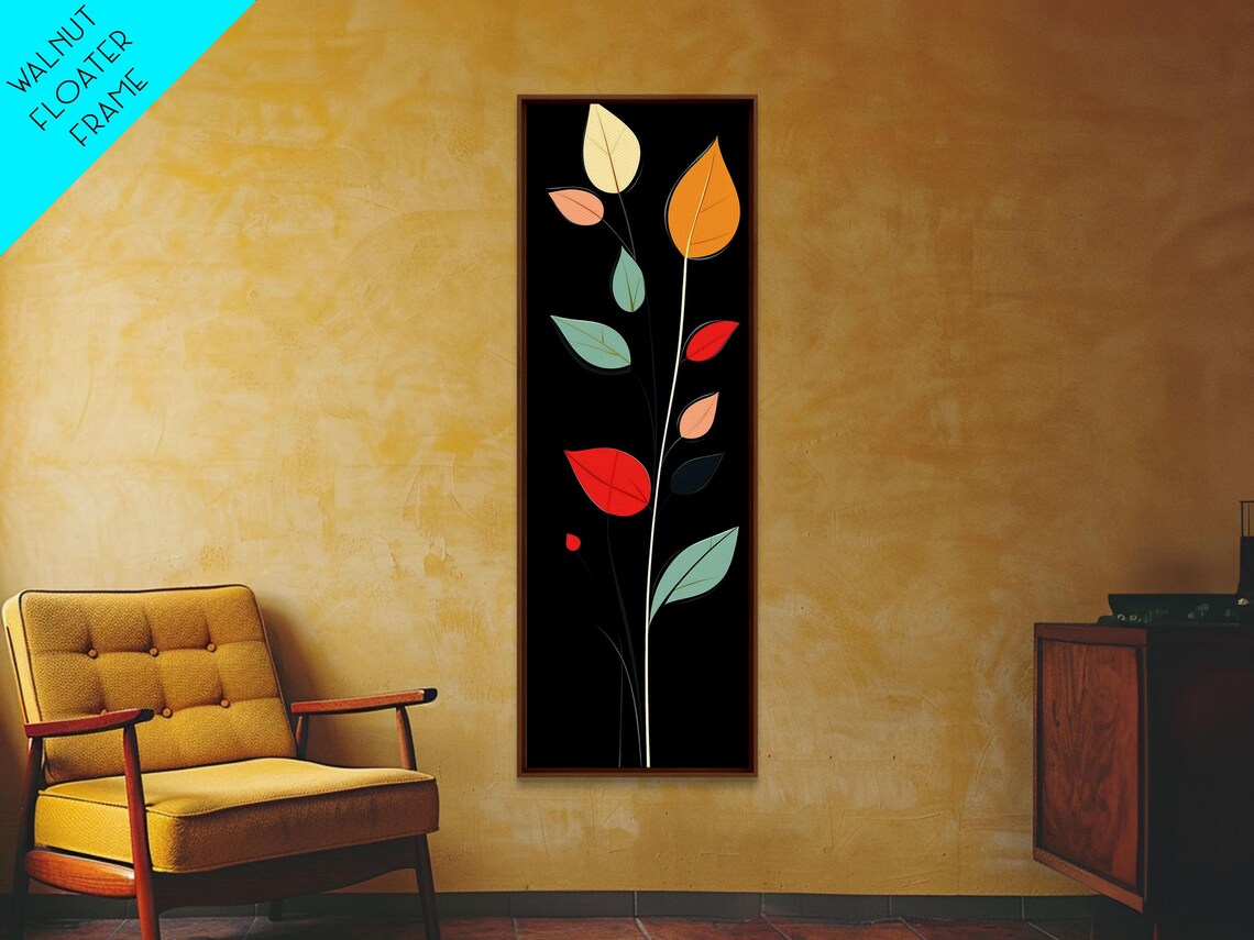 Mid Century Modern Colorful Leaves Retro Botanical Art Poster - Image 5