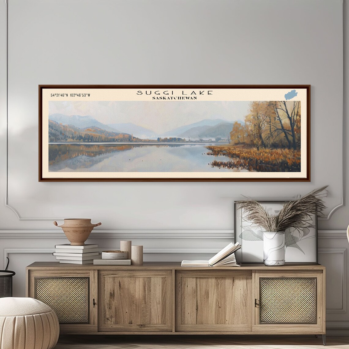 Suggi Lake Saskatchewan Autumn Trees Mirror Lake Morning Travel Poster - Image 5