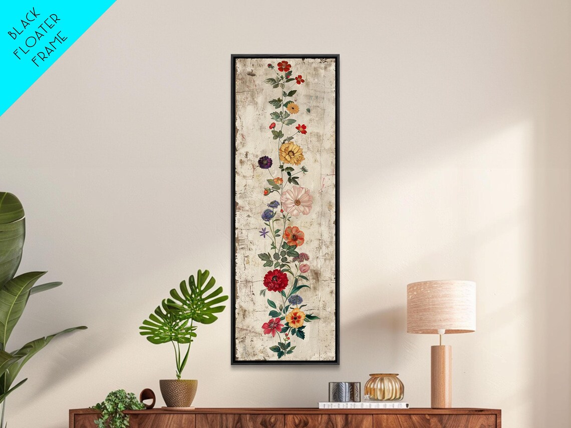 Vintage Mixed Blossoms Rustic Botanical Tall Vertical Art Print - Image 5