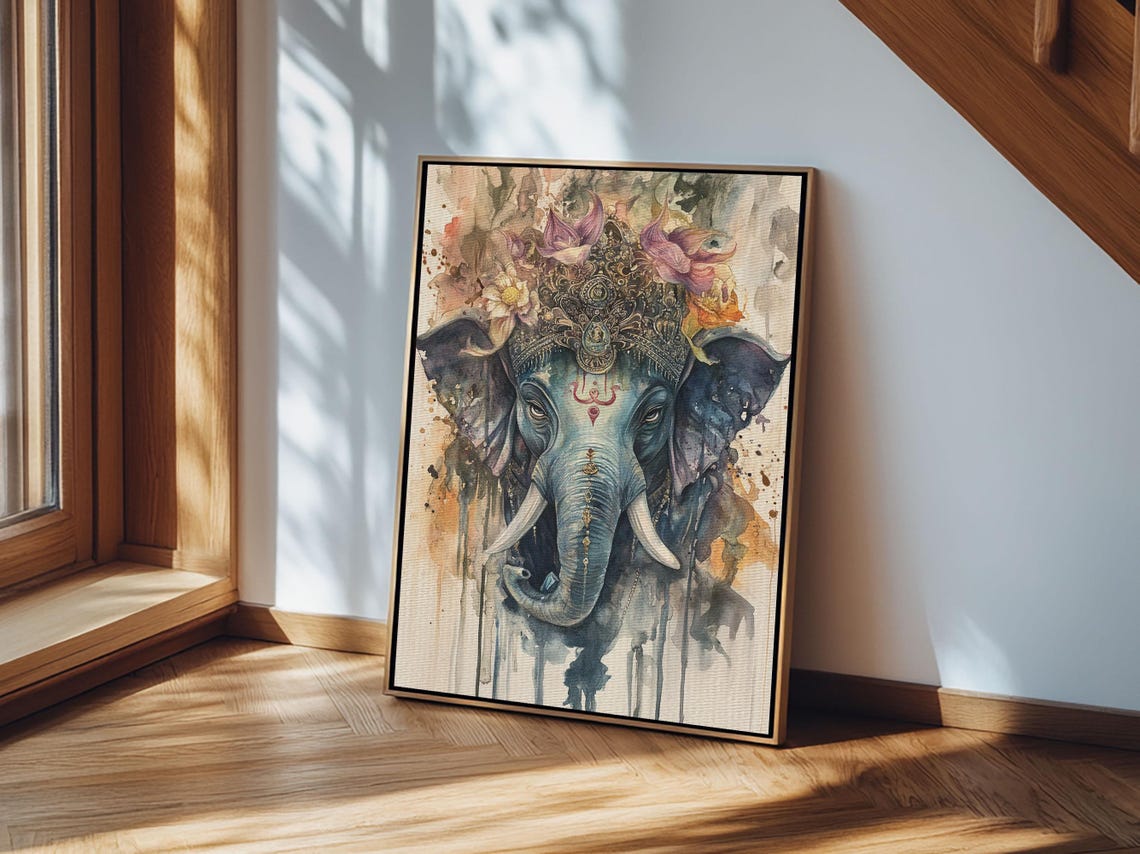 Ganesh Wall Art Ganesha Painting Print Framed Print Painting Of Ganesha Ganesh Art Hindu Art Hinduism Home Decor - Image 2