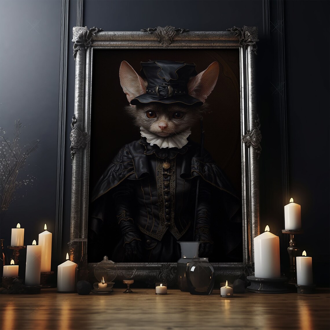 Vintage Vampire Bat Portrait Art Print, Dark Academia - Image 4