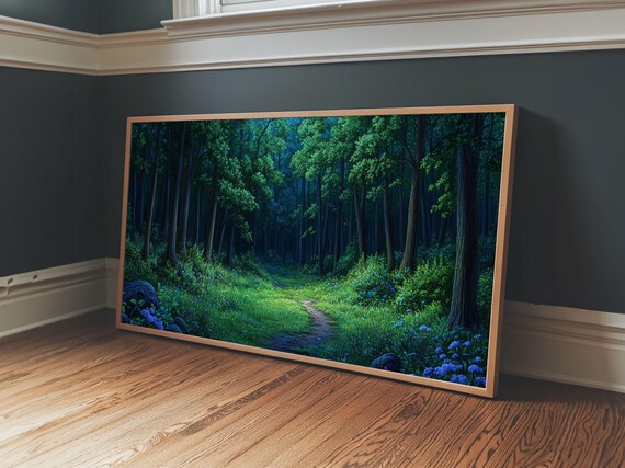 Large Framed Vintage Style Landscape Painting Print Fantasy Wall Art Fantasy Painting Forest Painting Landscape Wall Art