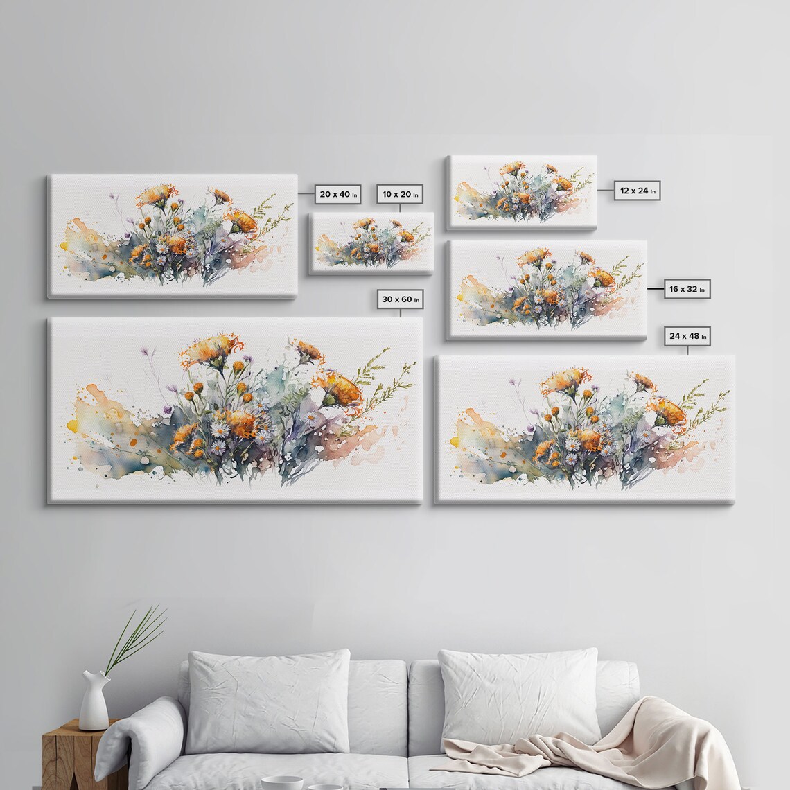 Rustic Farmhouse Floral Watercolor Wall Art Print - Image 2